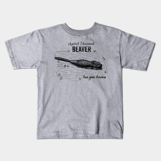 Spirit animal Beaver black Kids T-Shirt by mnutz